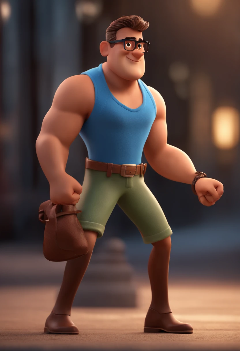 Cartoon character of a man with black glasses and a blue shirt, animation character, Caractere estilizado, animation style rendering, 3D estilizado, Arnold Maya render, 3 d render stylized, toon render keyshot, Personagem 3D, Personagem 3D, 3d rendering stylized, 3 d character render, personagem de desenho animado, Personagem de close up, Pose de personagem, (Estilo Pixar) (master part:1.2) (Bokeh) (best quality) (pele detalhada) (textura detalhada) (8k) (argila) (Cinematic lighting) (foco nítido