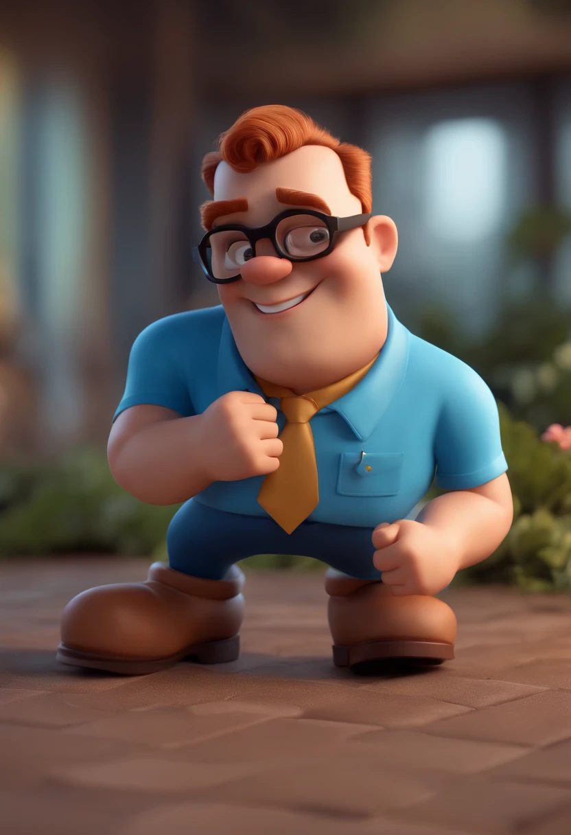 Cartoon character of a man with black glasses and a blue shirt, animation character, Caractere estilizado, animation style rendering, 3D estilizado, Arnold Maya render, 3 d render stylized, toon render keyshot, Personagem 3D, Personagem 3D, 3d rendering stylized, 3 d character render, personagem de desenho animado, Personagem de close up, Pose de personagem,  (Estilo Pixar) (master part:1.2) (Bokeh) (best quality) (pele detalhada) (textura detalhada) (8k) (argila) (Cinematic lighting) (foco nítido