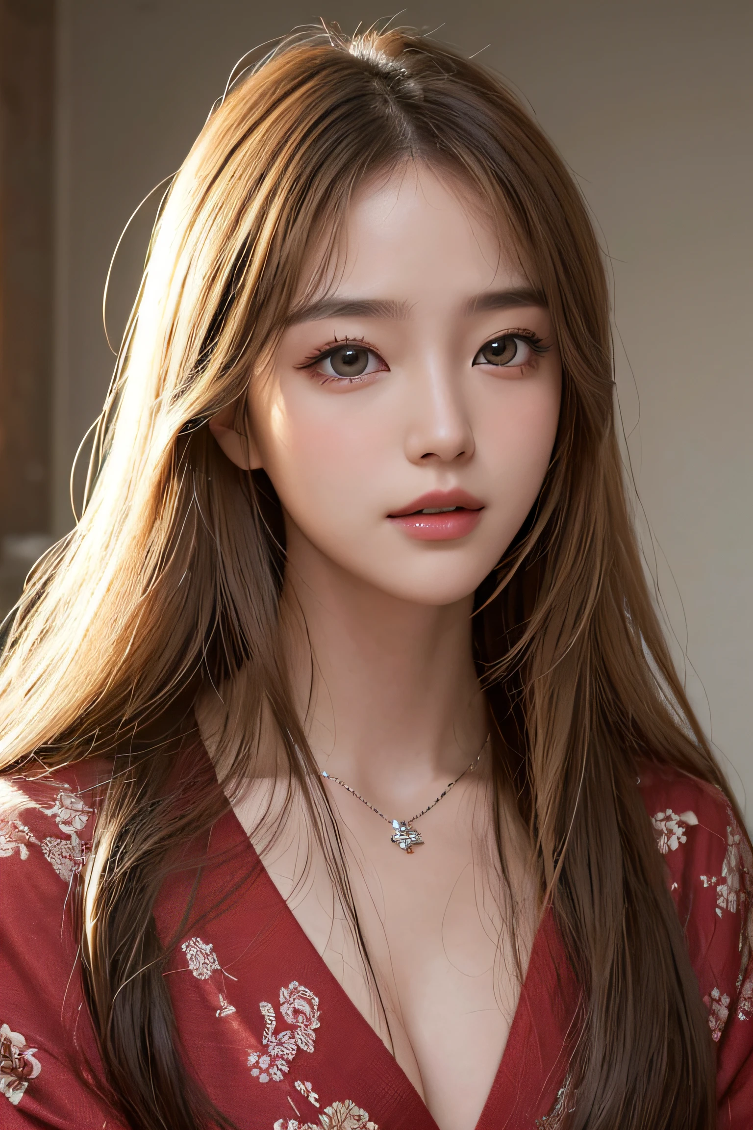 masterpiece, best picture quality, high quality, beautiful girl, Japanese, Japanese school girl, popular Korean makeup, detailed, swollen eyes, detailed eyes, detailed skin, beautiful skin, ultra high resolution, (reality: 1.4), very beautiful, slightly younger face, beautiful skin, slender, (ultra realistic), (illustration), (high resolution), (8K), (highly detailed), (best illustration), (beautifully detailed eyes), (super detailed), (wallpaper), (detailed face), looking at viewer, fine details, detailed face, pureerosfaceace_v1, smiling, looking straight ahead, looking straight ahead, angle from waist up, realistic photo, bright lighting, professional lighting, blonde, long hair, dark abandoned, big red moon, gorgeous red and black dress, mature woman,キスショット・アセロラオリオン・ハートアンダーブレード