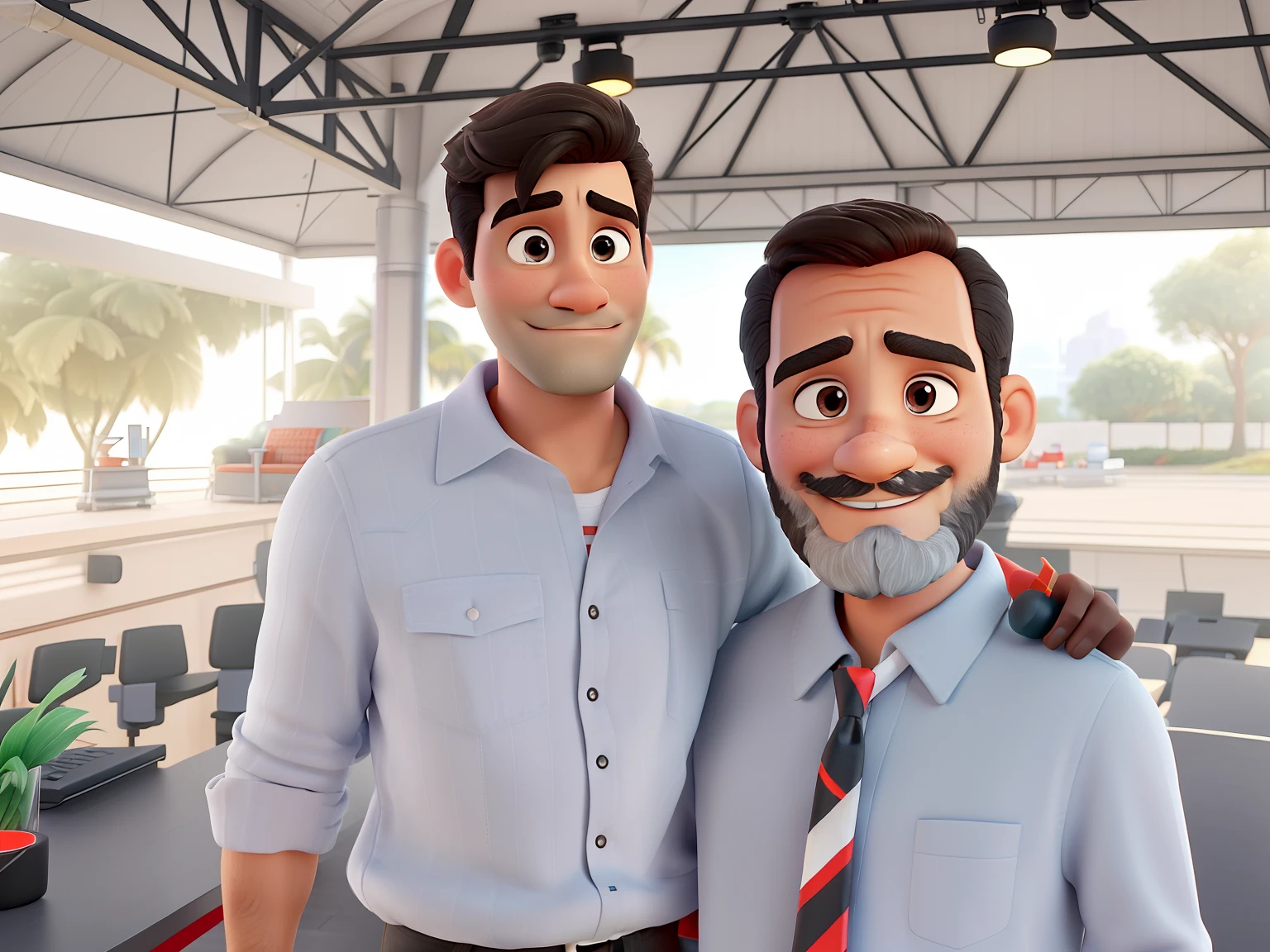 Pode melhorar barba mais rala com uns fios brancos, Make the full body appearing white red shoes. Man stands on black background on a speaker-like stage with microphone in one hand and book in the other in Disney pixar style best quality, maior qualidade.
