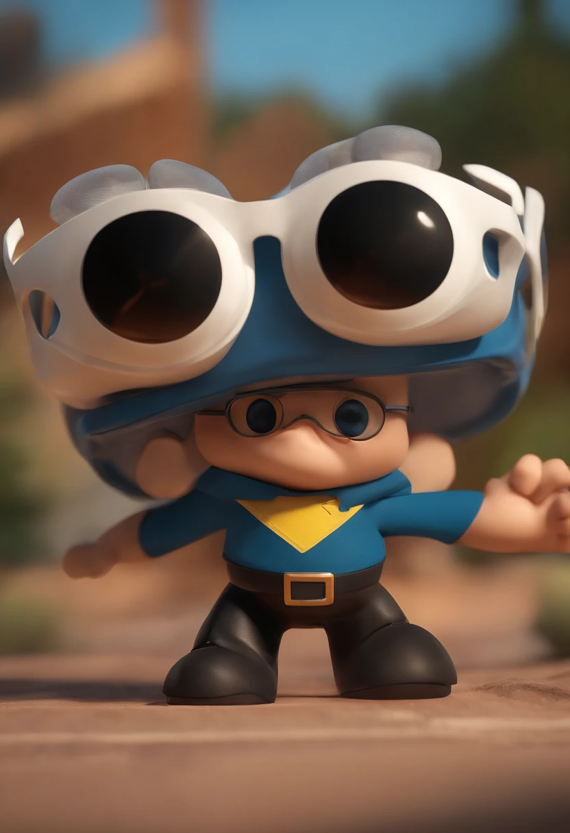 Cartoon character of a man wearing black glasses and a blue shirt, um personagem animado, Caractere estilizado, animation style rendering, 3D estilizado, Arnold Maya render, 3 d render stylized, toon render keyshot, Personagem 3D, Personagem 3D, 3d rendering stylized, 3 d character render, personagem de desenho animado, Personagem de close up, Pose de personagem, (Estilo Pixar) (master part:1.2) (Bokeh) (best quality) (pele detalhada) (textura detalhada) (8k) (argila) (Cinematic lighting) (foco nítido,Senta e vaza a parte superior do corpo