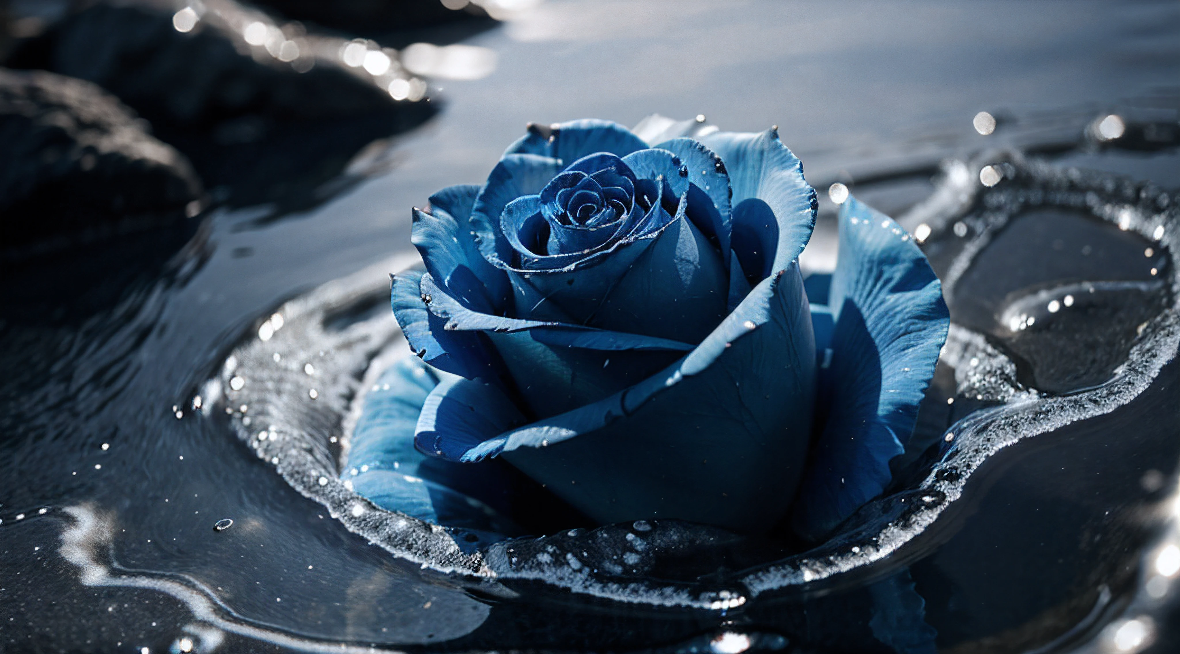 Blue Rose ,water splash,Epic,