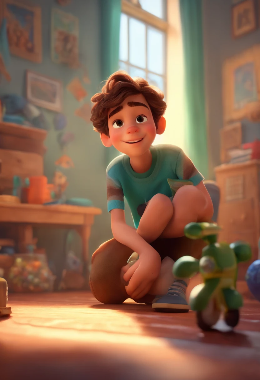 Image of a boy for a story in a YouTube video in Pixar format, He's the allabester, He's the class leader, He's outgoing, Playful and gets up for a lot of things