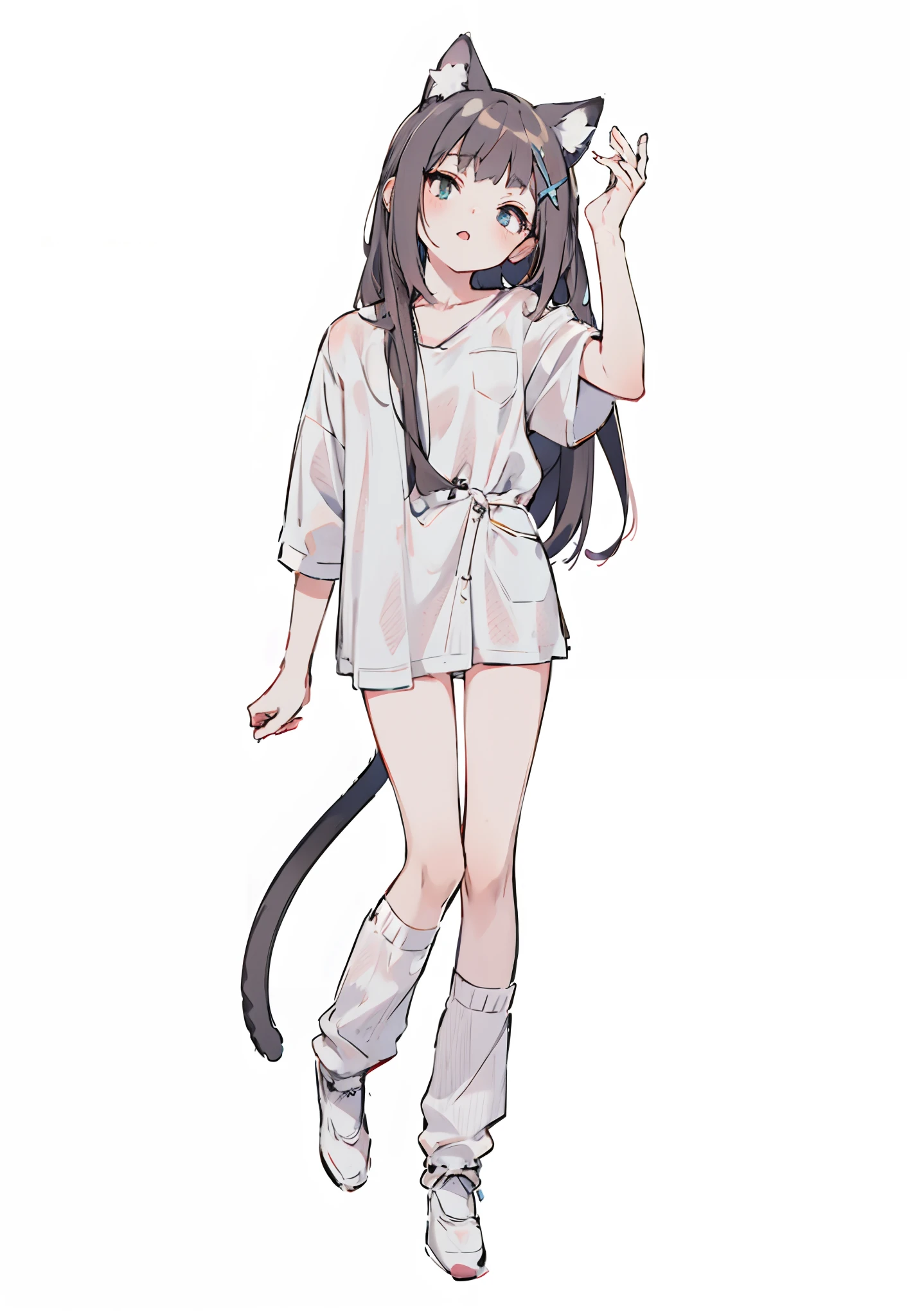 chica anime en un disfraz de gato con una cola de gato, Atractiva chica gato, Anime Catniña, cat girl, Catniña, Chica gato blanco, Beautiful young Catniña, Nekomimi, Linda Catgirl del anime, Hermosa catgirl de anime, gato anime, Full body anime illustration, blanco ( gato ) girlish, Muy hermosa chica gato anime, Chica anime con orejas de gato