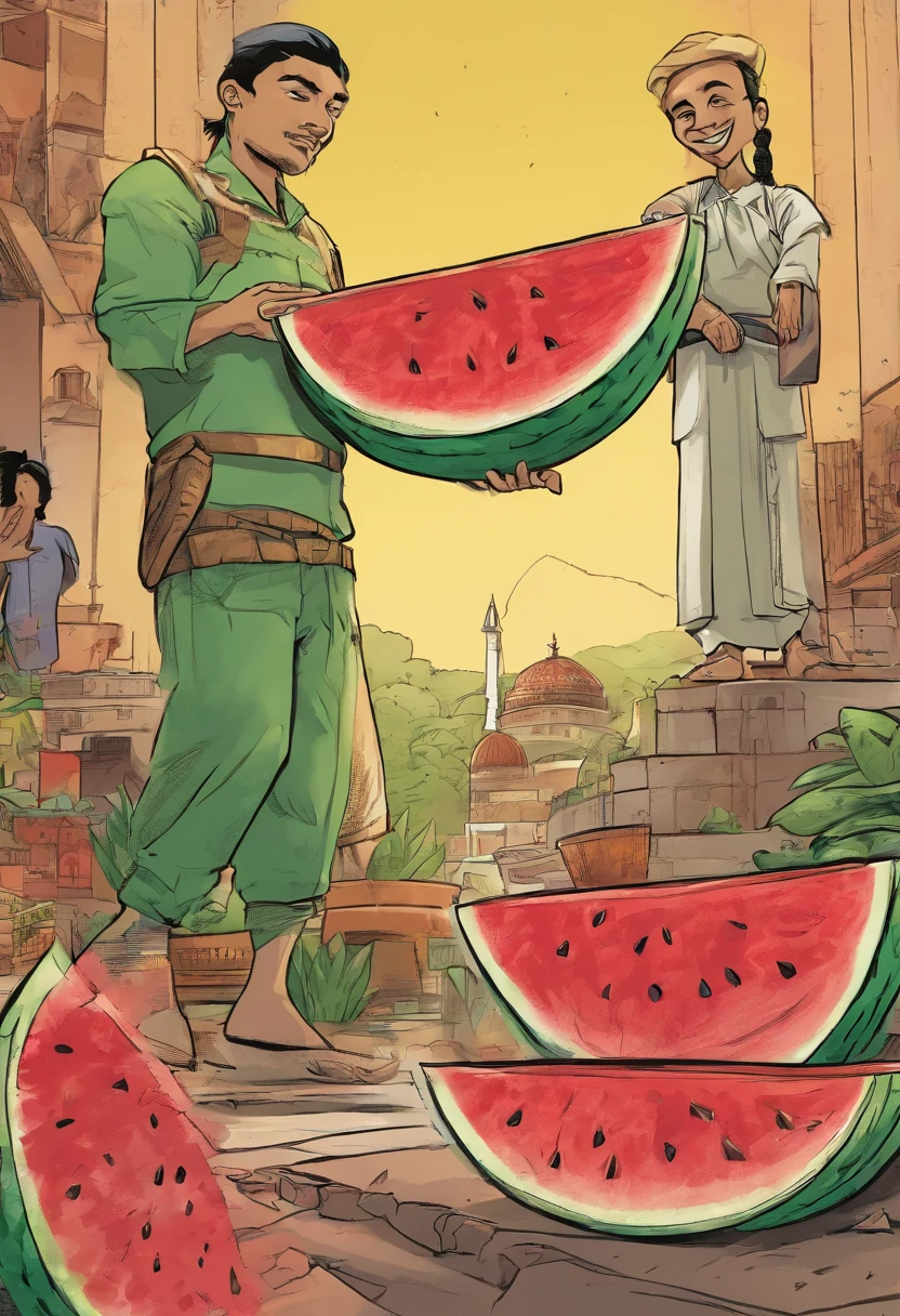 Indonesians give watermelon to Palestinians