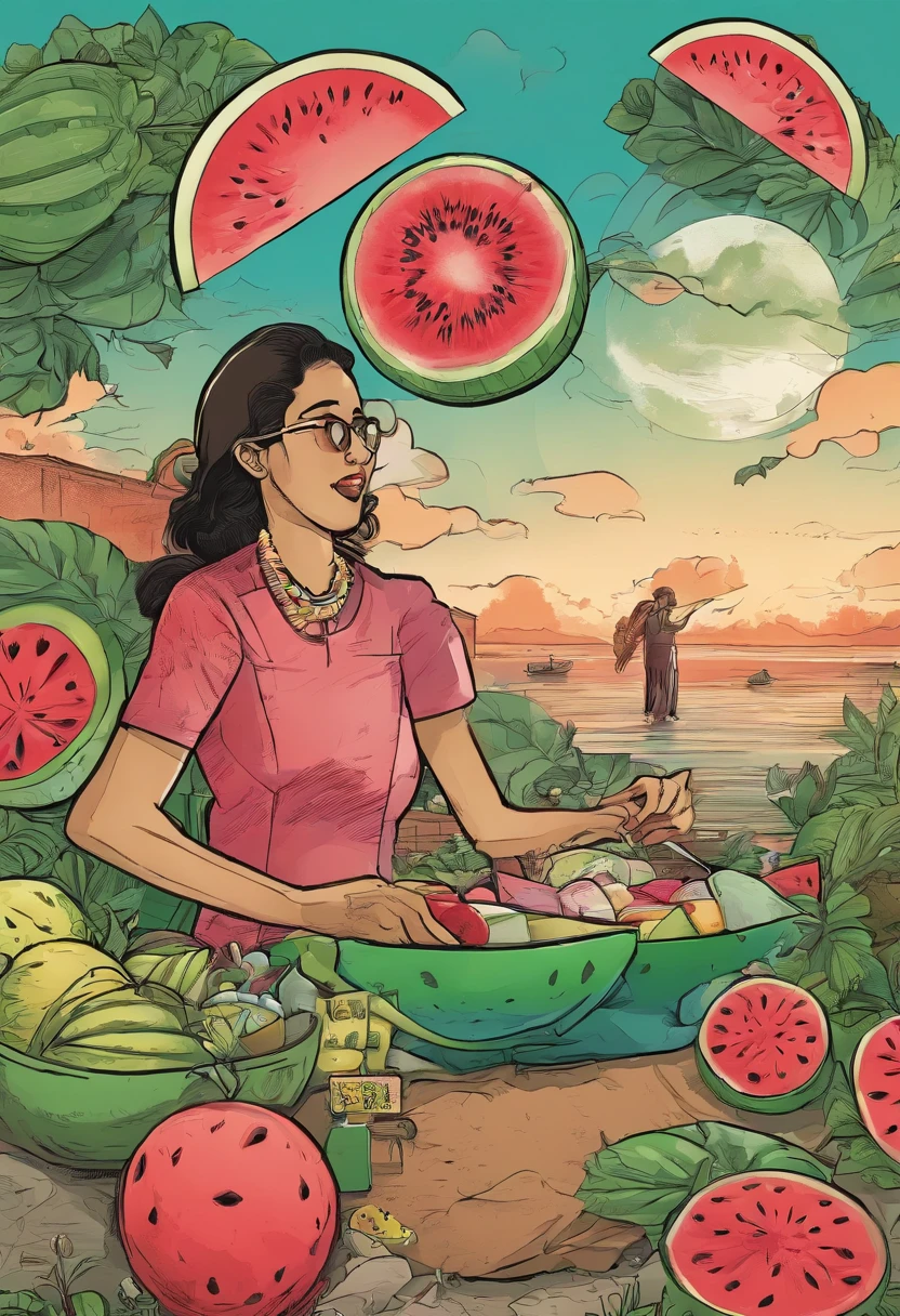 Indonesians give watermelon to Palestinians