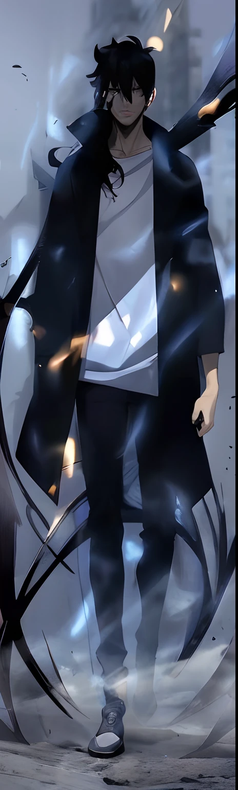 a man in a black coat and white shirt standing in front of a circular object, profile picture 1024px, official art, avatar image, closeup!!!!!!, sasuke uchiha, large)}], 8k!!, trending on devianart, high quality anime artstyle, anime cover, epic anime style, clean artstyle
