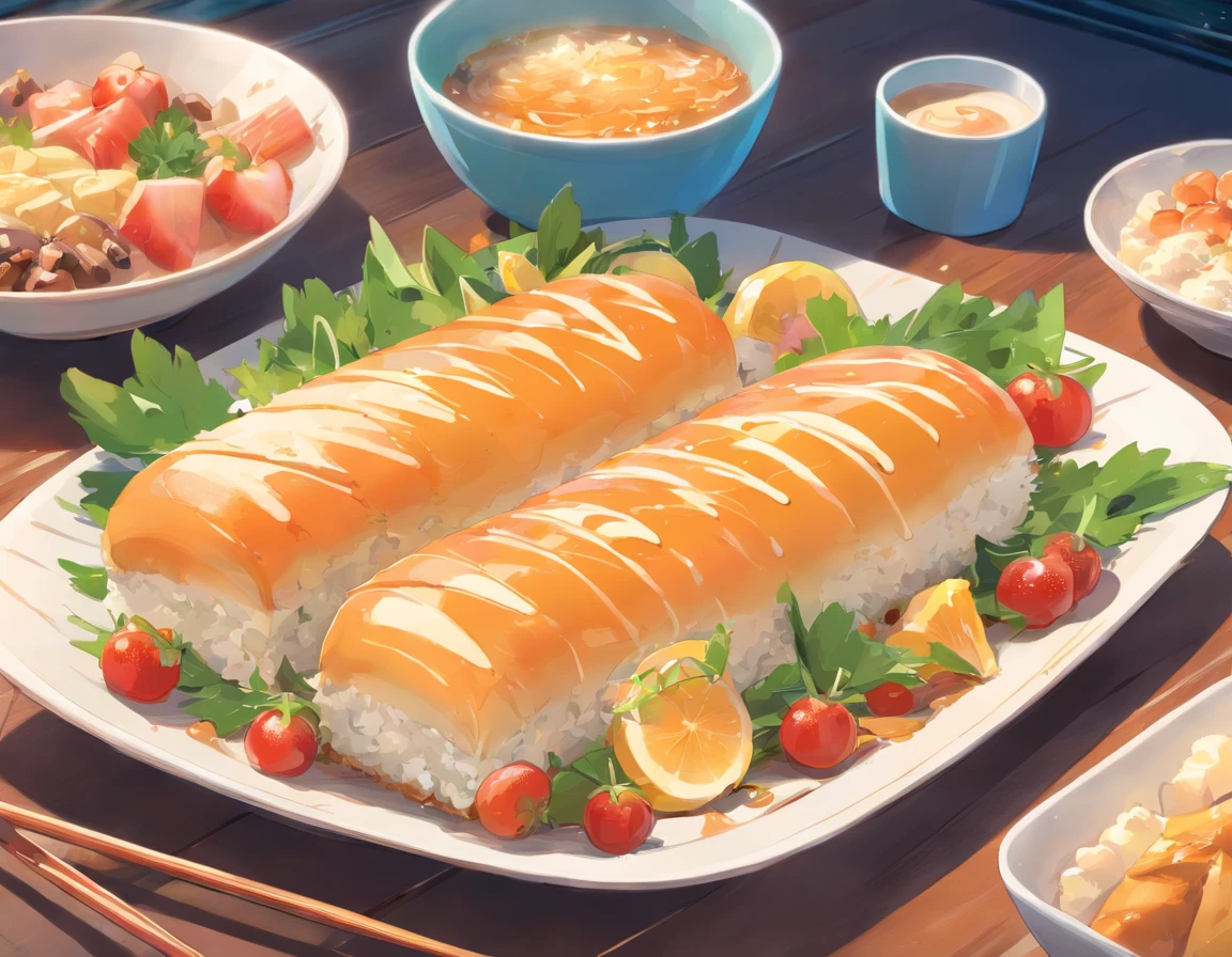 Food illustration for sticker, hing angle, perspectif, high detailed, ultra hd,