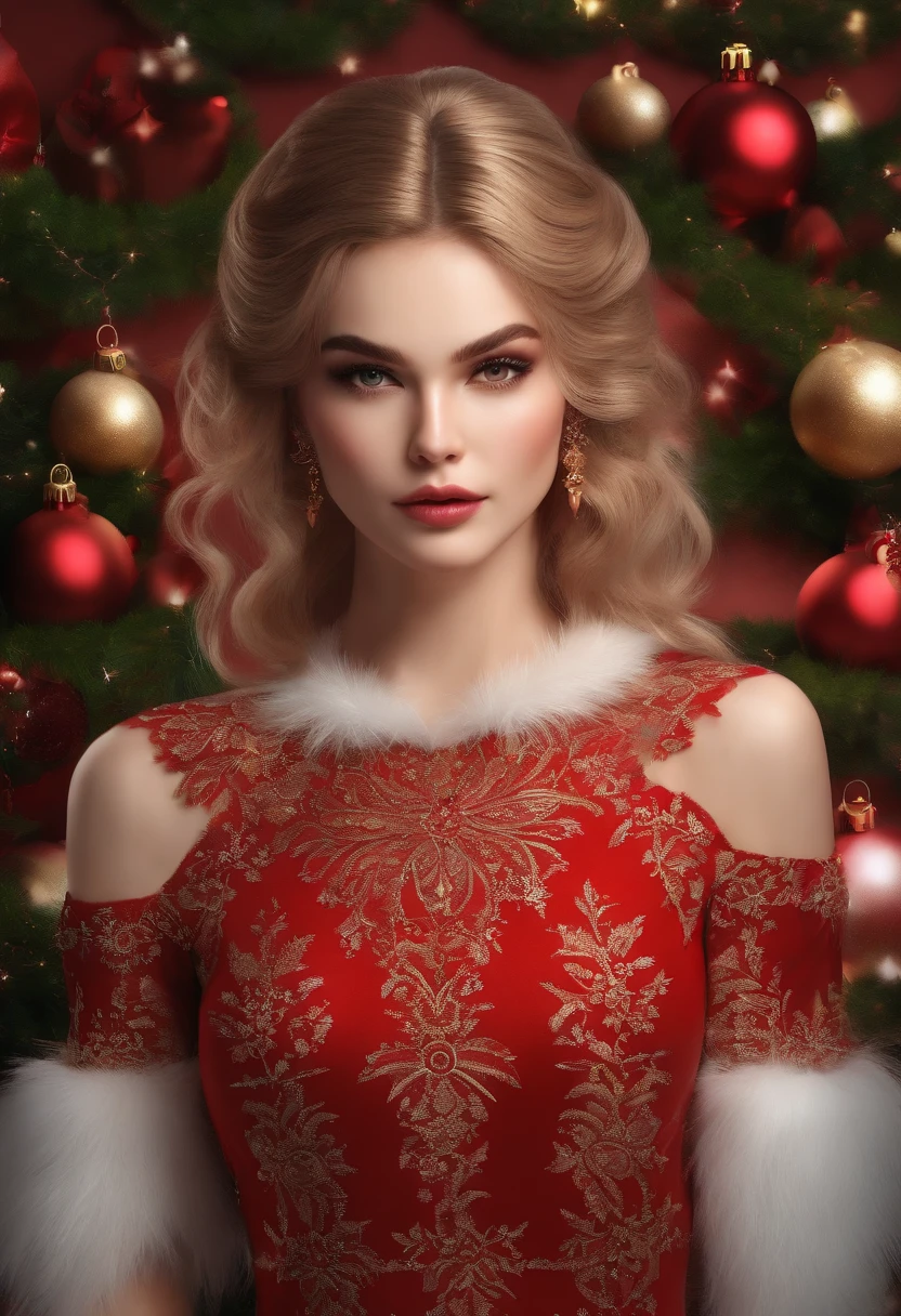 (extremely detailed CG unity 8k wallpaper),(masterpiece), (best quality), (ultra-detailed), (best illustration),(best shadow), (sharp eyeliner, eyeshadow, detailed eyes:1.1),, ,BREAK, (NTW20christmas:1.2),,