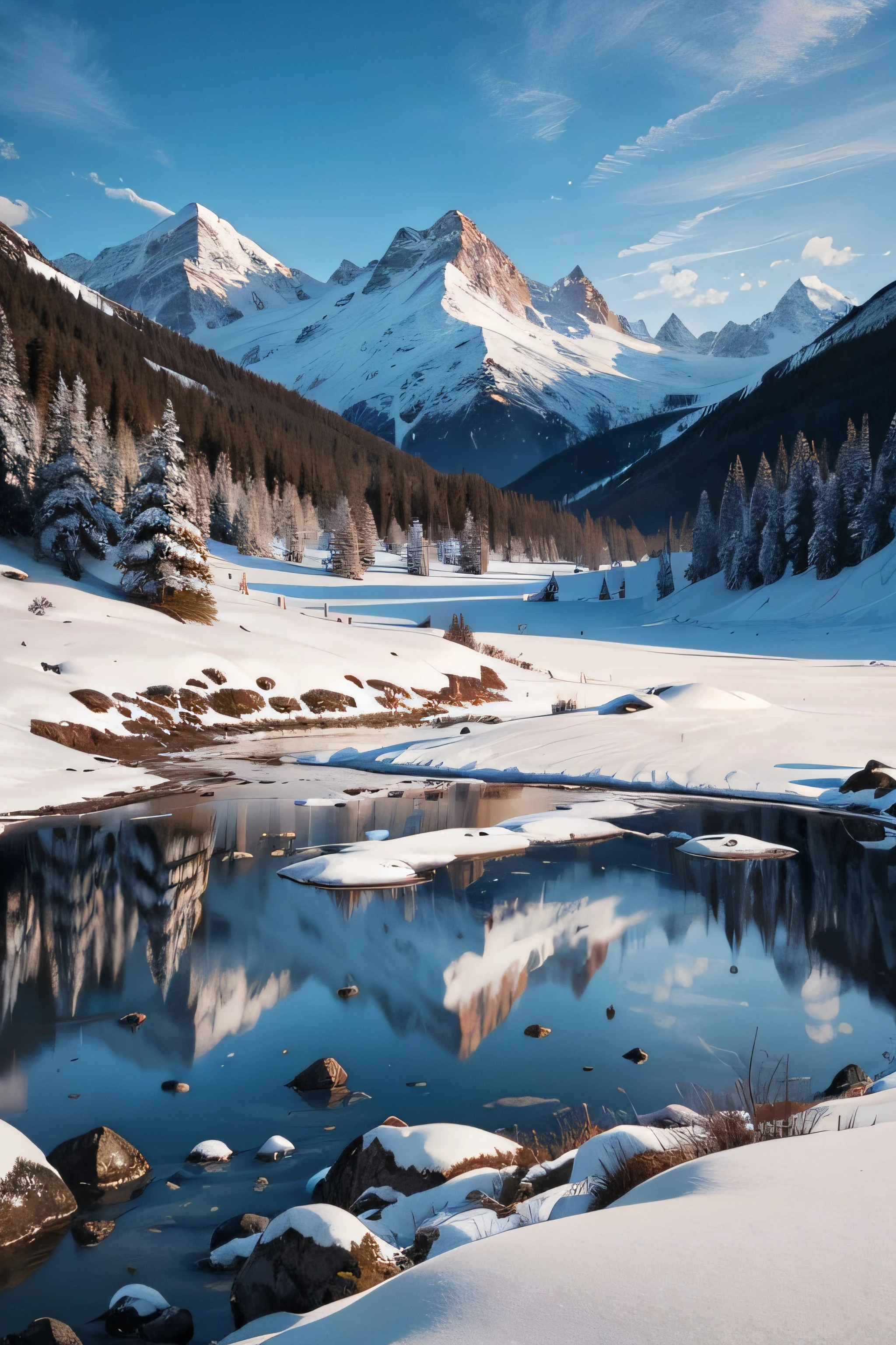 Stunning scenery of snow-capped mountains --auto
