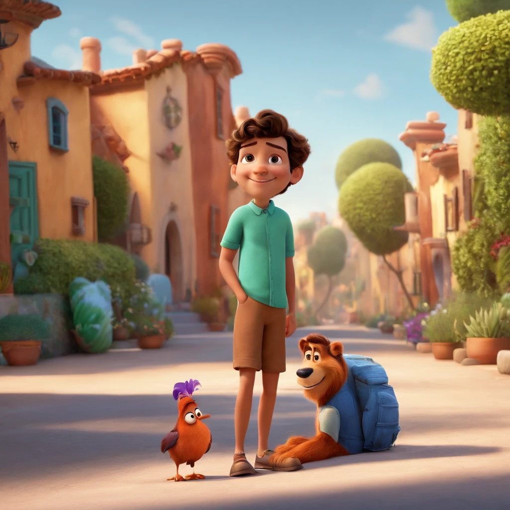 fundo branco, pixar desenhos animados 3D, homem lendo um livro, ::estilo pixar cartoon