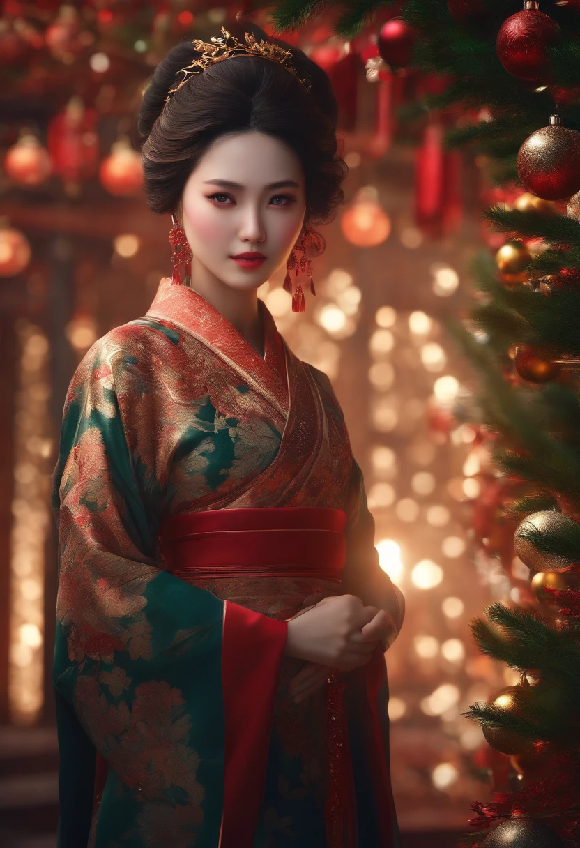 (extremely detailed CG unity 8k wallpaper),(masterpiece), (best quality), (ultra-detailed), (best illustration),(best shadow), (sharp eyeliner, eyeshadow, detailed eyes:1.1),, ,BREAK, (NTW20christmas:1.2), (japanese woman, year 2035),