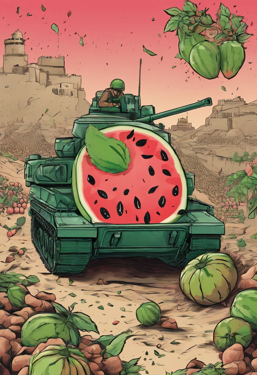 Palestinians put watermelons in bomb tanks and attack Israel with them. Watermelons instead of bombs will destroy Israel