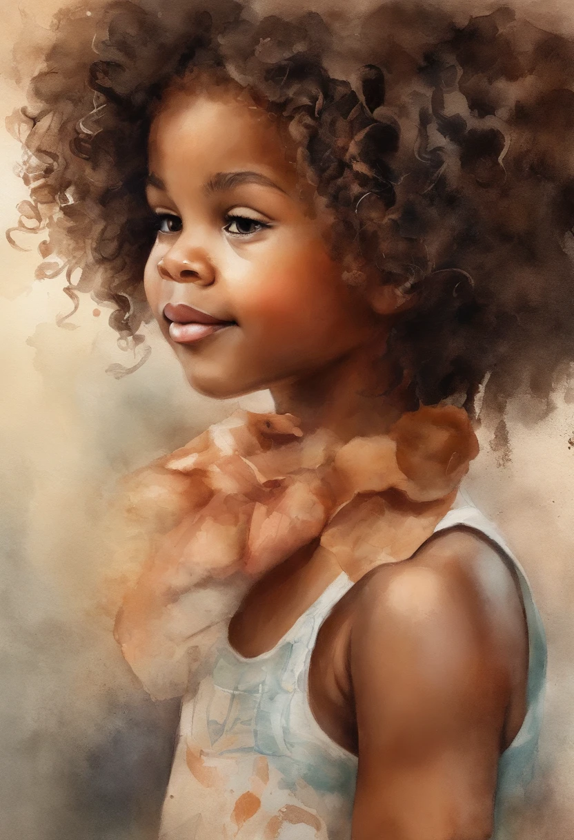 There is a 5--old,om cabelos cacheados sorrindo em um espelho, uma foto de Alexander Brook, pexels, arte de processo, Menina africana de pele clara, lindo bonito, cabelos cacheados, afro encaracolado, bonito bonito, curly middle part haircut, katelynn mini estilo bonito, cabelos castanhos cacheados, curly hair, franja encaracolado, encaracolado, seu rosto emoldurado com cachos, no estilo disney pixar