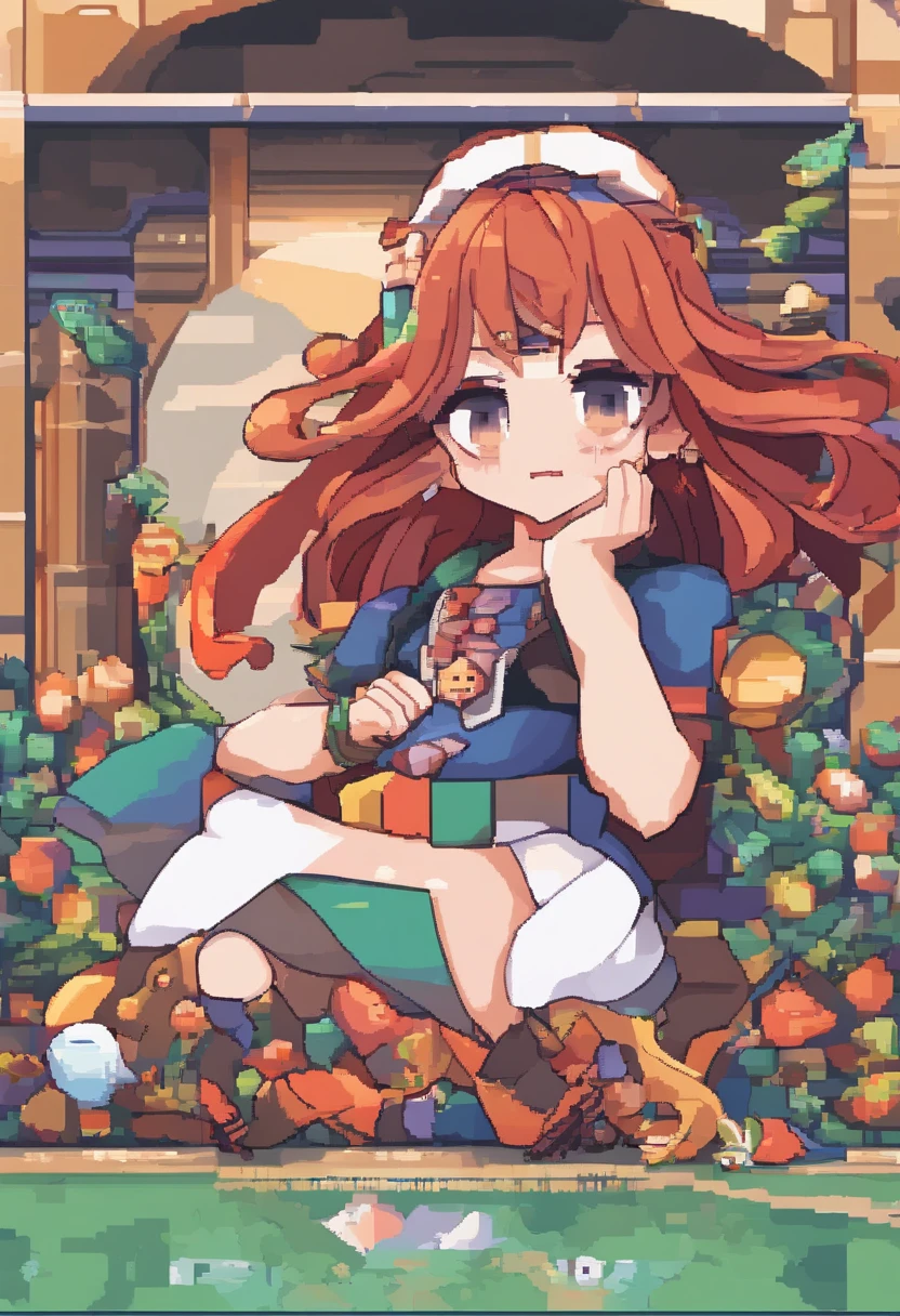 (masterpiece:1.4), (best quality:1.4), extremely detailed, intricate, hyper detailed, (PERFECT FACE), illustration,soft lighting, scenic, 1girl, happy, Vivid auburn hair, colorful, colorized, from_below ,fish_costume , stadium