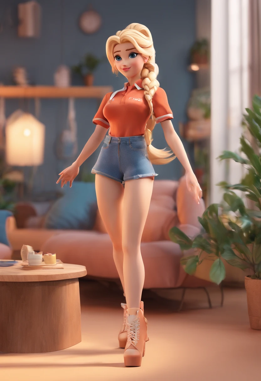 best quality, master part, fotorrealista, extremamente detalhado CG unidade 8k papel de parede, Chibi,1girl, Elsa,sozinho, cheio_corpo, sorrir, Olhando_em_visualizador, ao ar livre,