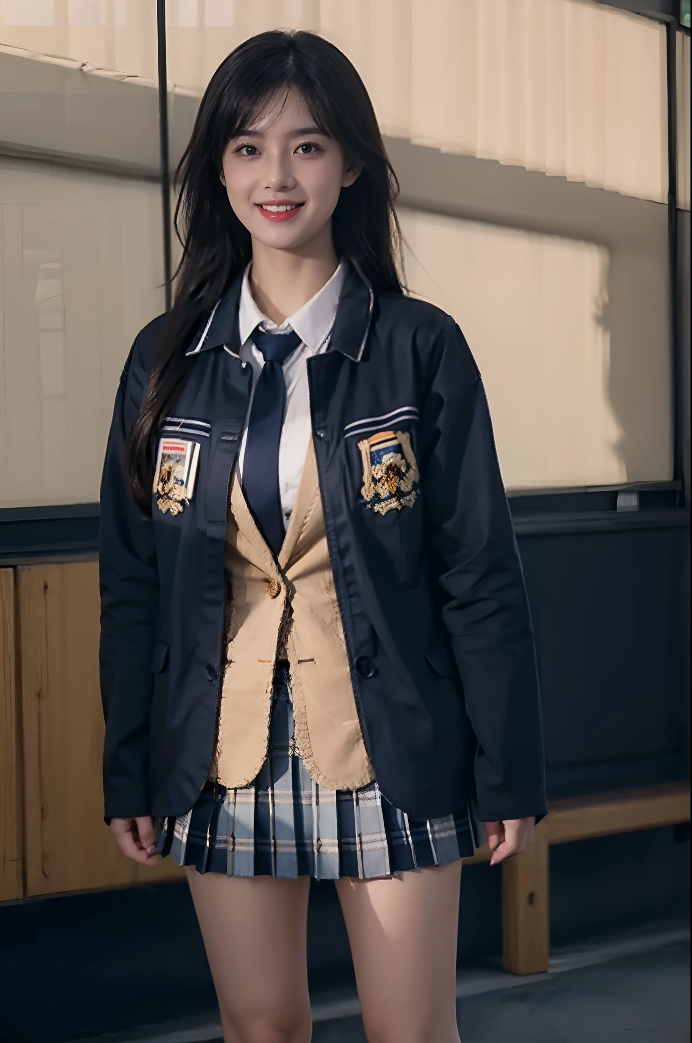 ((Beautiful girl from Japan:1.3)) ((school uniformss:1.4)) ((panty shot:1.5)) ((high school)),((dark blue skirt:1.3)) ((in a classroom:1.3)) ((thin_textile:1.4)) ((Random sexy poses:1.3)) ((Sweaty:1.5))((blushing face:1.4)) ((Big breasts:1.1)) ((close-up:1.2)) Best Quality,Masterpiece,The ultra-Highres,(Photorealistic:1.4),Raw foto,(Full-fledged skin texture:1.3),(film grain:1.3),the panorama,character portrait,very wide shot,a narrow waist,cowboy shots,(Dark In, Deep Shadow, Low Key, cold light,) natta,(()),streaming tears,,dust,Tyndall Effect,(expressions),1Girl,beautiful detailed eyes and face,White Jabot,Brown eyes,((Brown hair:1.2)) ((s whole body:1.3)) ((Smile:1.3))