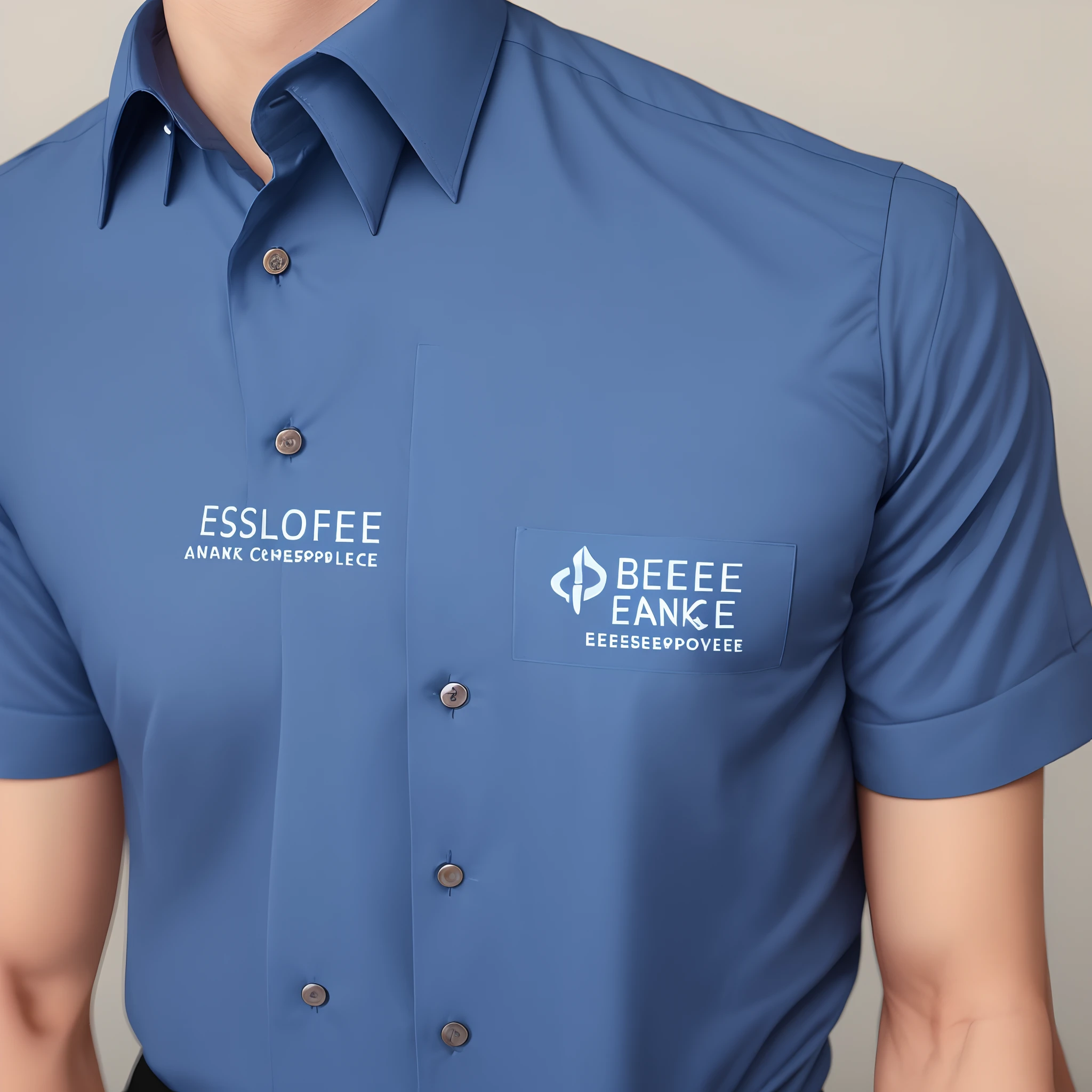 Hand painted style blue shirt bank employee