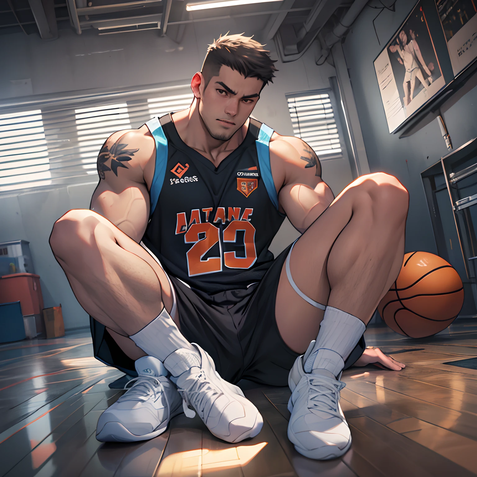 Libido boy，Tong，large pecs，Big bag，Wear white basketball socks，Half recumbent，CG sense，POV perspective，spread their legs，Dark atmosphere，8K,Cinematic lighting effects，Textured skin，best qualtiy，Storytelling images，Storytelling images，dynamic blur，actionpose，Highest accuracy