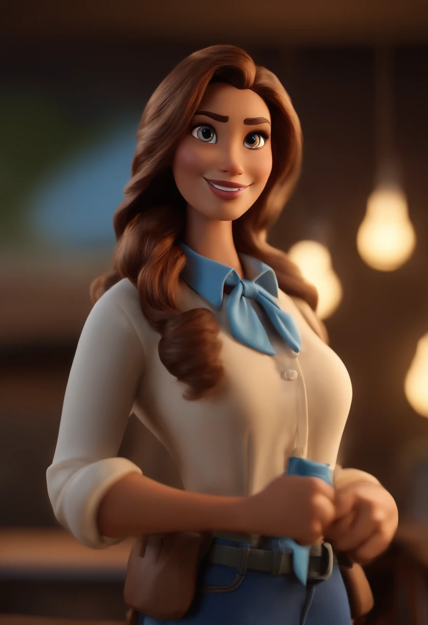 Garoto, estilo disney, tom de pele: claro: Cabelo: marrom escuro, liso, curto, penteado para o lado direito. camisa: social, Cor azul. Fundo: Gray and white gradient,Comemorando, Hands raised, sorrindo, feliz, (estilo pixar) (obra-prima:1.2) (bokeh) (melhor qualidade) (pele detalhada) (textura detalhada) (8k) (claymation) (cinematic lighthing) (foco nítido