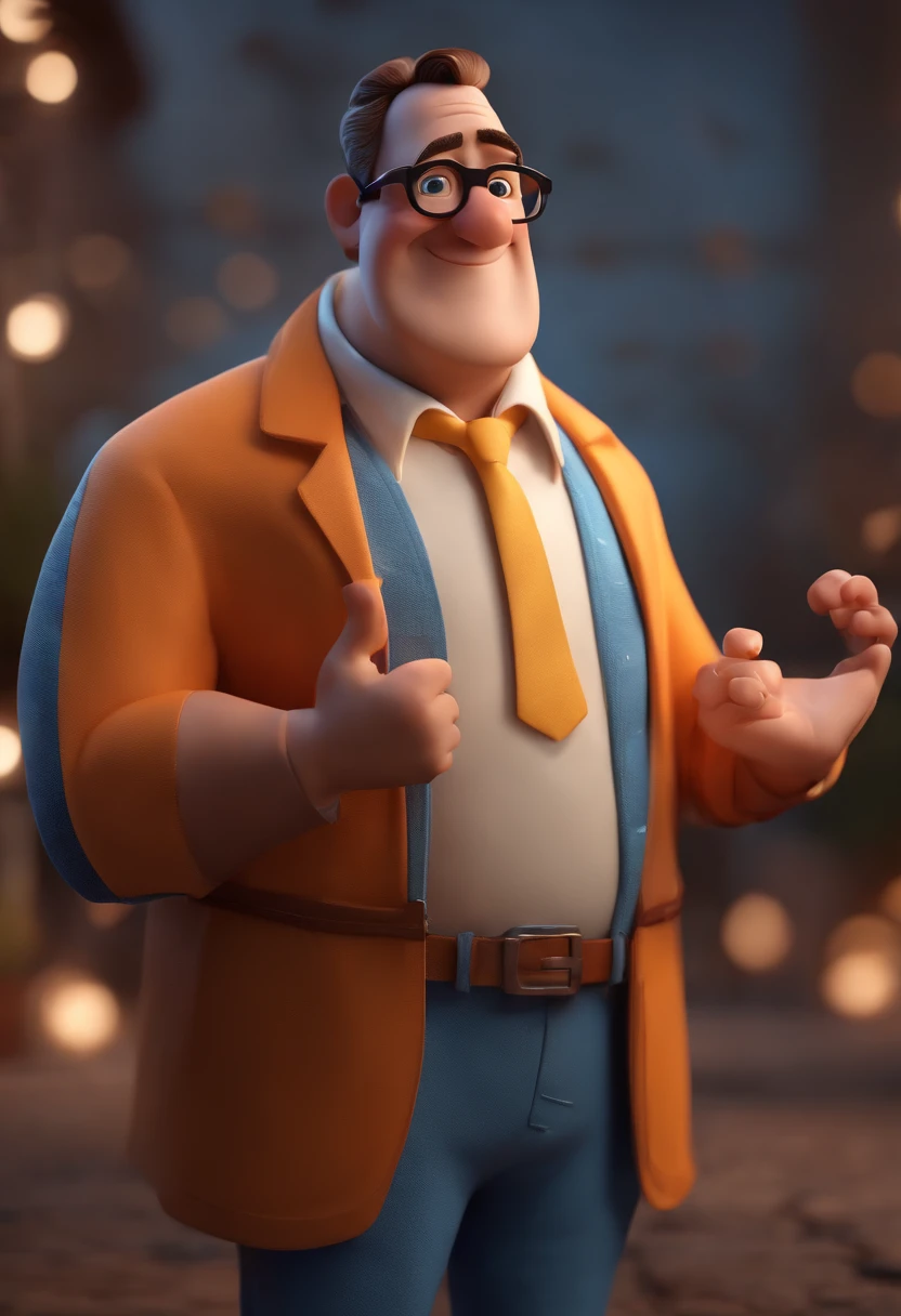 Cartoon character of a man with black glasses and a blue shirt, animation character, Caractere estilizado, animation style rendering, 3D estilizado, Arnold Maya render, 3 d render stylized, toon render keyshot, Personagem 3D, Personagem 3D, 3d rendering stylized, 3 d character render, personagem de desenho animado, Personagem de close up, Pose de personagem, (Estilo Pixar) (master part:1.2) (Bokeh) (best quality) (pele detalhada) (textura detalhada) (8k) (argila) (Cinematic lighting) (foco nítido
