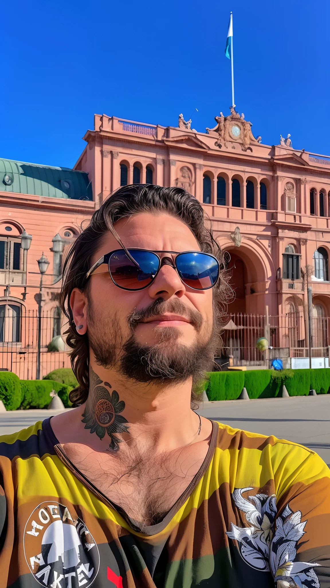 There's a man with a beard and sunglasses in front of a building, Bam Margera, Federico Pelat, Buenos Aires, inspirado em Dave Arredondo, maxwell boas, No Congresso Argentino, inspired by Joaquín Torres García, Alexandre Ferra, imagem de perfil, Miguel Anjo, foto de perfil 1024px