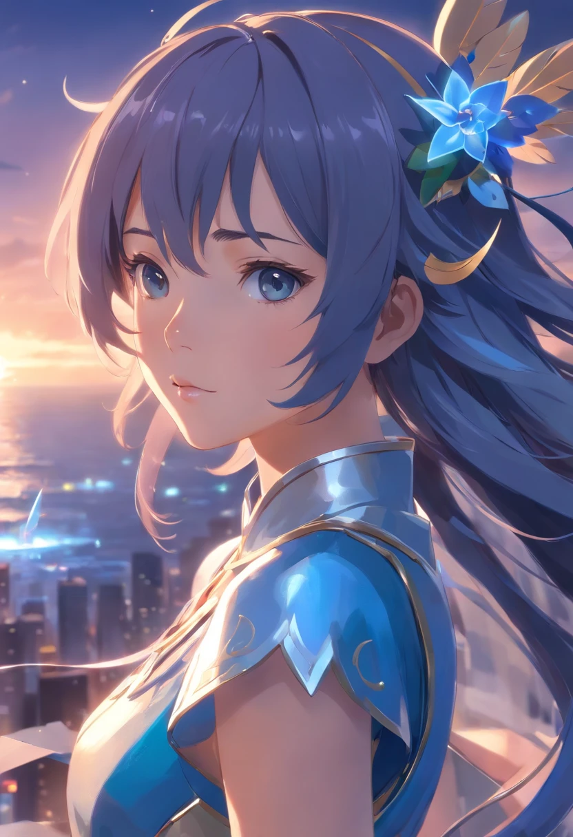 a close up of a woman in a silver and blue dress, chengwei pan on artstation, by Yang J, detailed fantasy art, Stunning character art, Fanart Meilleure ArtStation, epic exquisite  character art, Beautiful armor, Extremely detailed Artgerm, Detailed digital anime art, Artgerm on ArtStation Pixiv, Armor Girl