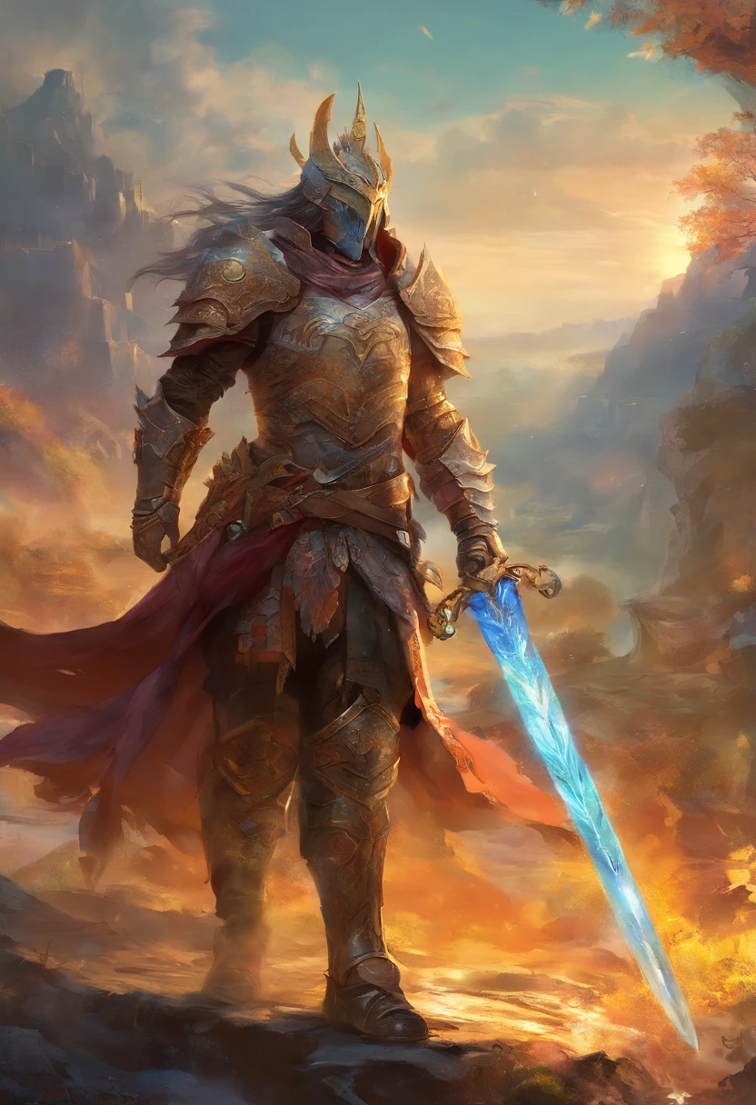 fantasy warrior character concept art, high quality, Dragonborn, Japanese style weapons and armor, hyper realistic art, wielding ornate and unique weapons, colorful, ruined battlefield in background, theatrical