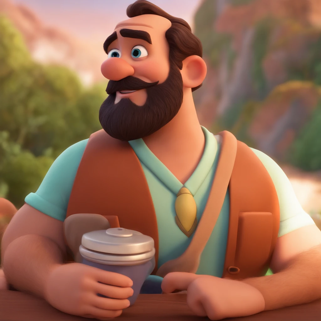 fundo branco, pixar desenhos animados 3D, homem de barba, ::estilo pixar cartoon