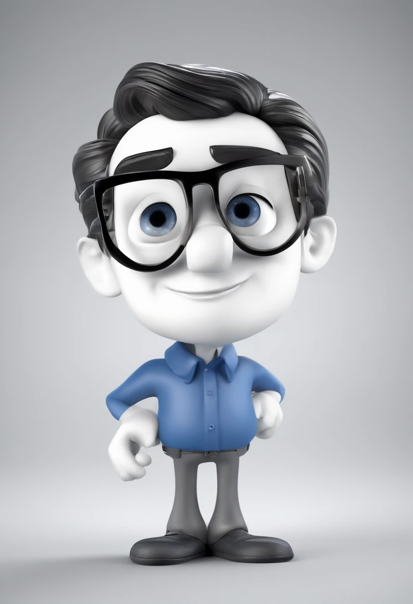 Cartoon character of a man with black glasses and a blue shirt, animation character, Caractere estilizado, animation style rendering, 3D estilizado, Arnold Maya render, 3 d render stylized, toon render keyshot, Personagem 3D, Personagem 3D, 3d rendering stylized, 3 d character render, personagem de desenho animado, Personagem de close up, Pose de personagem, (Estilo Pixar) (master part:1.2) (Bokeh) (best quality) (pele detalhada) (textura detalhada) (8k) (argila) (Cinematic lighting) (foco nítido