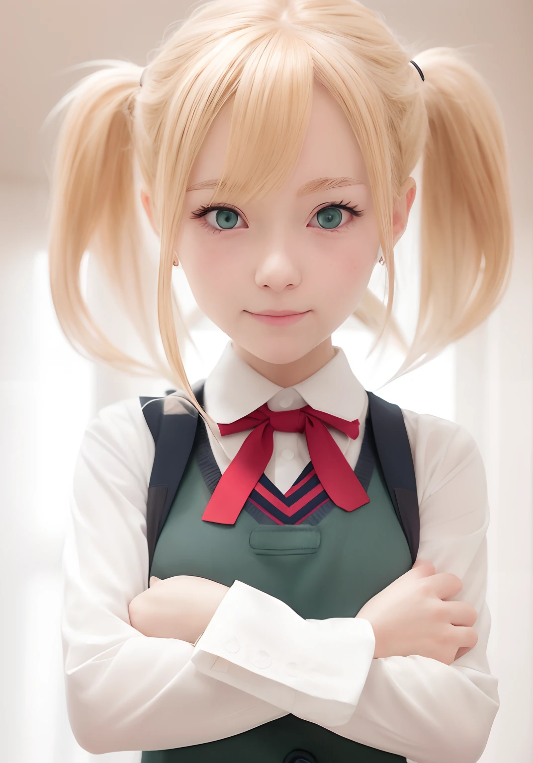 anime girl with blonde hair and green eyes wearing a school uniform, anime moe artstyle, anime visual of a cute girl, kawaii realistic portrait, shikamimi, an anime girl, cute anime face, cute anime girl, gapmoe yandere, cute anime girl portraits, portrait of an anime girl, cute anime girl portrait, anime waifu, young anime girl