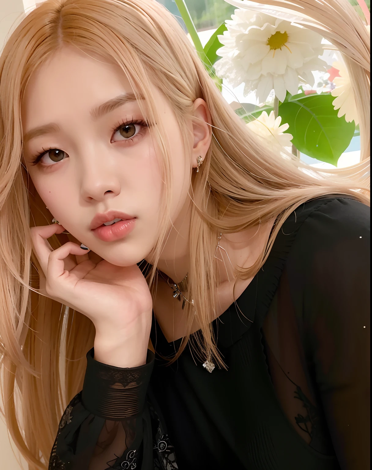 Mulher loira com cabelo longo posando para uma foto em um top preto, Parque Roseanne do Blackpink, jossi do blackpink, Retrato de Jossi de Blackpink, Jisoo do Blackpink, jisoo do blackpink, Retrato Jisoo Blackpink, jennie blackpink, Kim Doyoung, Heonhwa Choe, Jinyoung Canela, Ulzzang, Lalisa Manoban do Blackpink, Dom Yunjoo