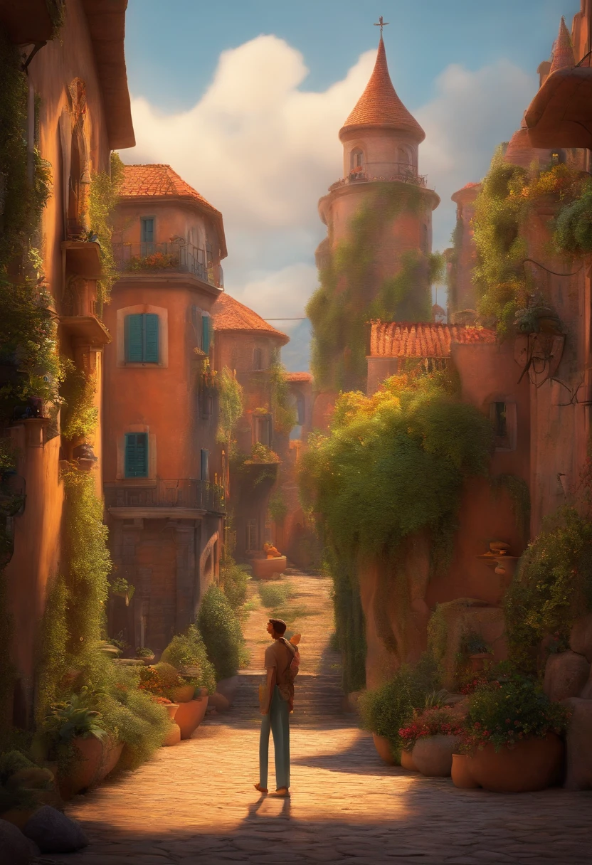 A Dream Architect Inspired by Pixar Animation, de perto. Facial expressions are captivating, com um toque de irrealidade.