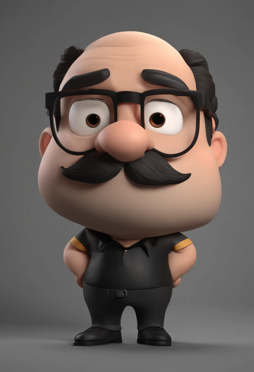 Cartoon character of a man with black glasses and a black polo shirt, cabelo liso, With beard and old school tattoo on his arm, animation character, Caractere estilizado, animation style rendering, 3D estilizado, Arnold Maya render, 3 d render stylized, toon render keyshot, Personagem 3D, Personagem 3D, 3d rendering stylized, 3 d character render, personagem de desenho animado, Personagem de close up, Pose de personagem, (Estilo Pixar) (master part:1.2) (Bokeh) (best quality) (pele detalhada) (textura detalhada) (8k) (argila) (Cinematic lighting) (foco nítido