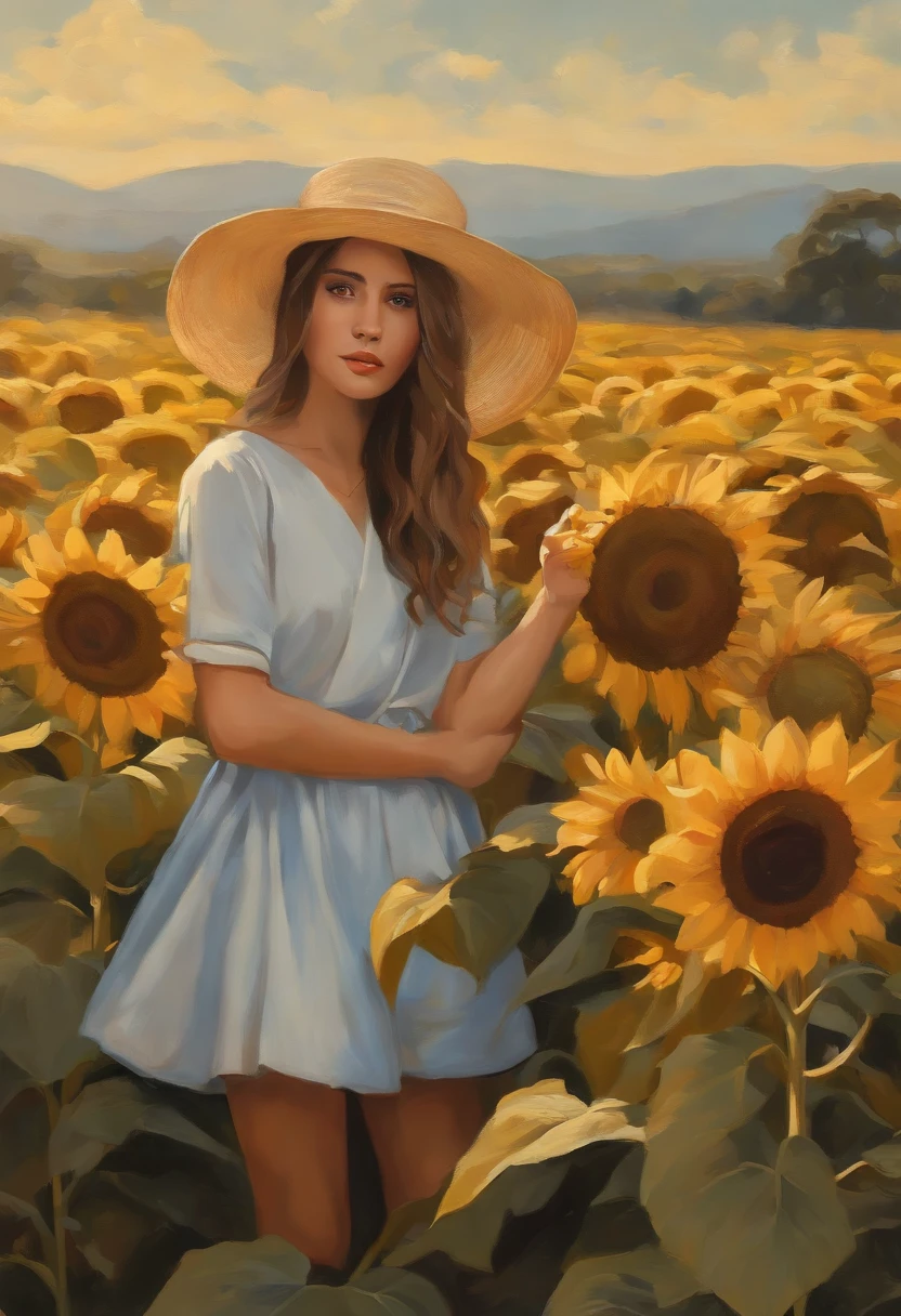 Two 12 year old high school girls, very long hair like Rapunzel, flower crown on head,princess face,innocent,tender, small face, small nose, small lips, expressive eyes,thin eyebrows,totally naked without clothes ,erect nipples,big breasts, thin waist, long and shapely legs, whole body,barefoot, foot ankle bracelet,sunflower field,in the background a wooden cabin, blue sky,ultra high definition, realist, vivid colors, muy detailed, UHD drawing, Pen and ink, perfect composition, beautiful, detailed, intricate, increíblemente detailed, octane rendering, trend on Artstation, 8k art photography, photorealist concept art, Soft natural volumetric cinematic perfect light