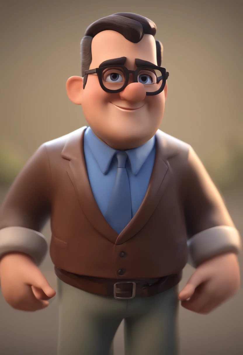 Cartoon character of a man with black glasses and a blue shirt, animation character, Caractere estilizado, animation style rendering, 3D estilizado, Arnold Maya render, 3 d render stylized, toon render keyshot, Personagem 3D, Personagem 3D, 3d rendering stylized, 3 d character render, personagem de desenho animado, Personagem de close up, Pose de personagem,  (Estilo Pixar) (master part:1.2) (Bokeh) (best quality) (pele detalhada) (textura detalhada) (8k) (argila) (Cinematic lighting) (foco nítido