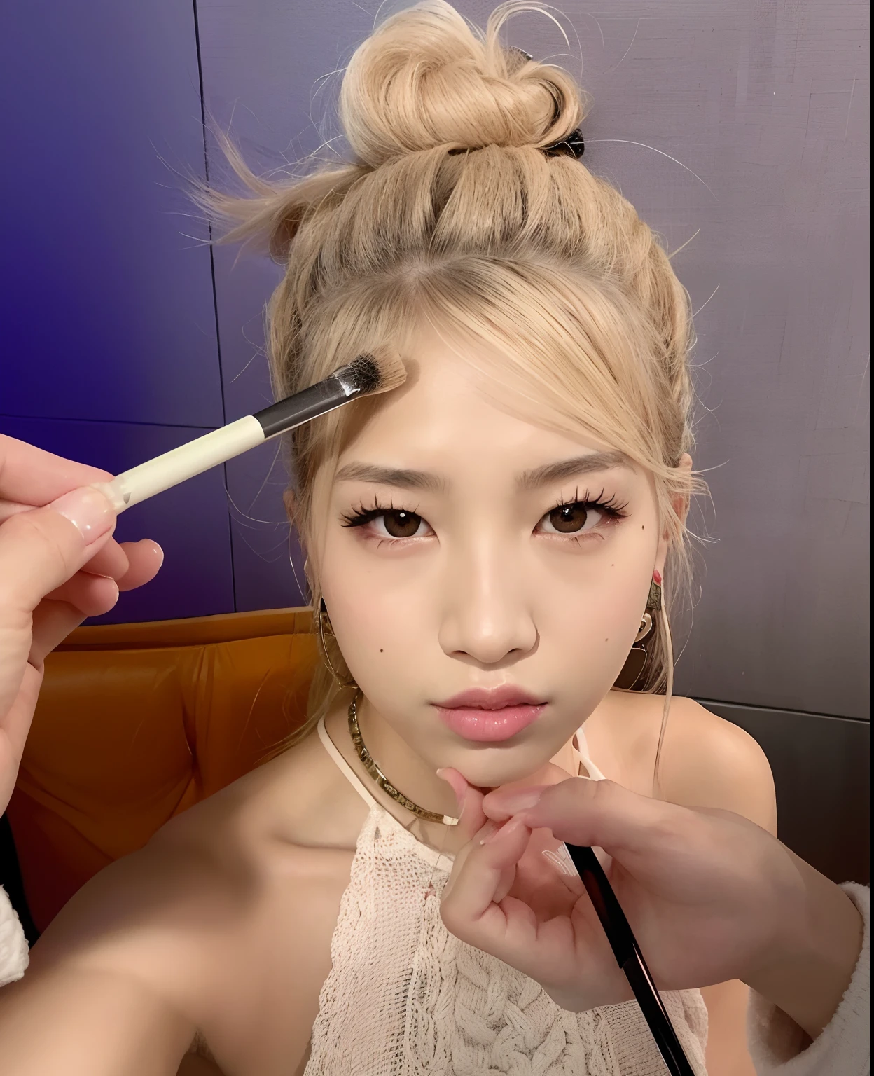 there's a woman who's doing her hair, Parque Roseanne do Blackpink, maquiagem sul-coreana popular, maquiagem coreana popular, Lalisa Manobal, Lalisa Manoban do Blackpink, Jinyoung Canela, jia, jossi do blackpink, Sha Xi, wan adorable korean face, Retrato de Jossi de Blackpink, com maquiagem profissional, Dom Yunjoo