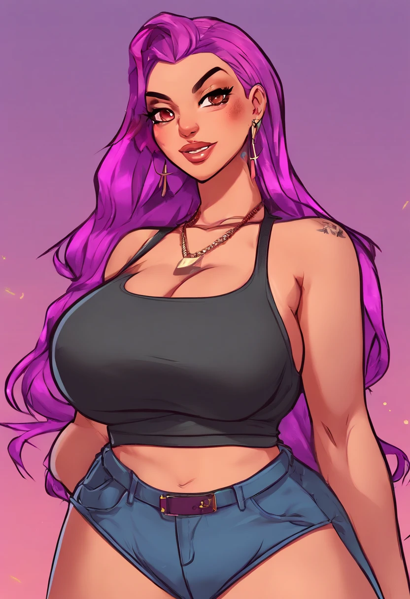 (best quality: 0.8), (best quality: 0.8), perfect anime illustration, close-up portrait of a beautiful woman walking around town very long purple hair huge breasts blush red eyes (((nsfw))) a cartoon of a woman with a big belly and a headband, full body portrait of a short!, thicc, thick black lineart, fullbody commission for, !!full body portrait!!, full body character portrait, full body illustration, character full body portrait, commission for high res, oc commission, single character full body, fullbody portrait, full character body