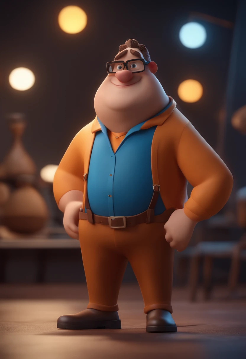 Cartoon character of a man with black glasses and a blue shirt, animation character, Caractere estilizado, animation style rendering, 3D estilizado, Arnold Maya render, 3 d render stylized, toon render keyshot, Personagem 3D, Personagem 3D, 3d rendering stylized, 3 d character render, personagem de desenho animado, Personagem de close up, Pose de personagem, (Estilo Pixar) (master part:1.2) (Bokeh) (best quality) (pele detalhada) (textura detalhada) (8k) (argila) (Cinematic lighting) (foco nítido