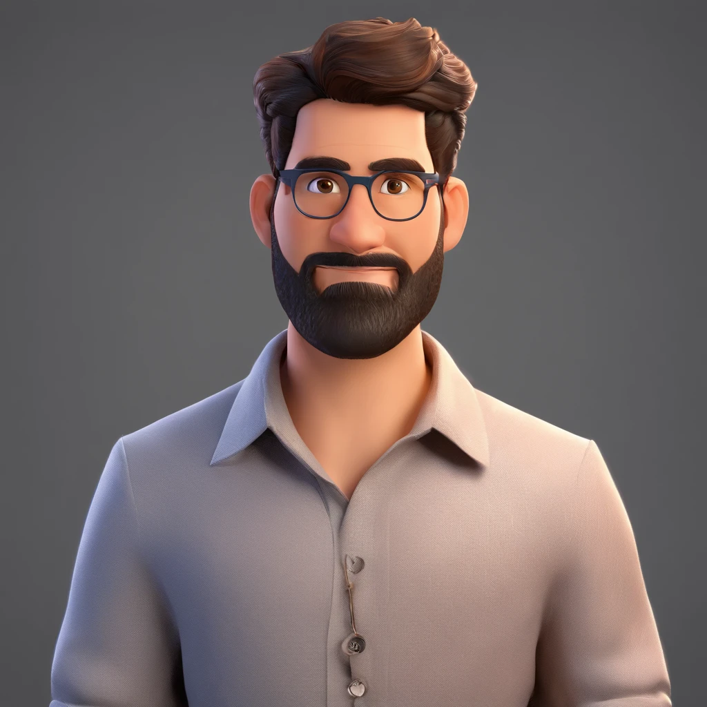 A man with glasses and a beard in a cartoon style - SeaArt AI