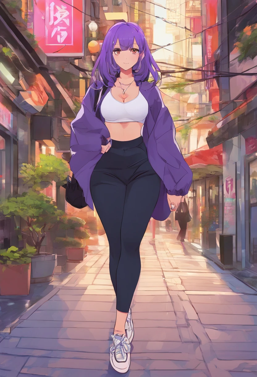 (best quality: 0.8), (best quality: 0.8), perfect anime illustration, close-up portrait of a beautiful dark skinwoman walking around town very long purple hair huge breasts blush red eyes (((nsfw))) a cartoon of a woman with a big belly and a headband, full body portrait of a short!, thicc, thick black lineart, fullbody commission for, !!full body portrait!!, full body character portrait, full body illustration, character full body portrait, commission for high res, oc commission, single character full body, fullbody portrait, full character body