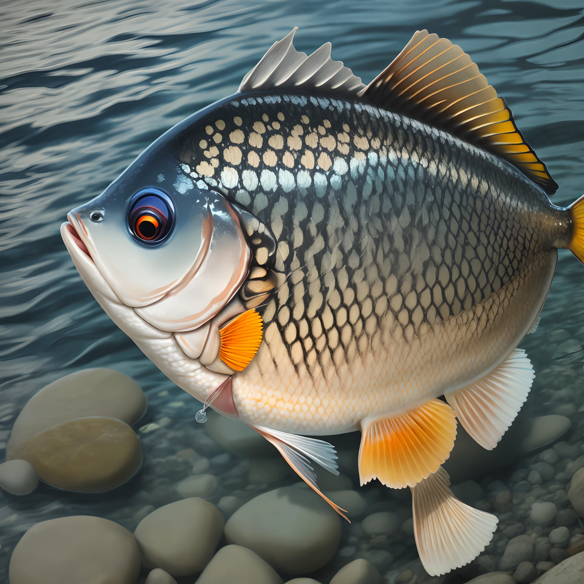 Side profile of a male bluegill during spawning season