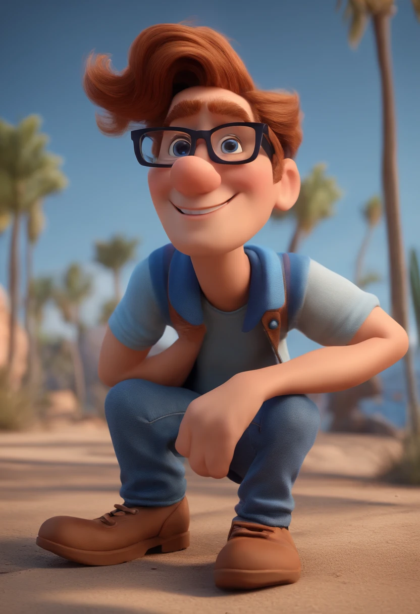 Cartoon character of a man with black glasses and a blue shirt, animation character, Caractere estilizado, animation style rendering, 3D estilizado, Arnold Maya render, 3 d render stylized, toon render keyshot, Personagem 3D, Personagem 3D, 3d rendering stylized, 3 d character render, personagem de desenho animado, Personagem de close up, Pose de personagem, (Estilo Pixar) (master part:1.2) (Bokeh) (best quality) (pele detalhada) (textura detalhada) (8k) (argila) (Cinematic lighting) (foco nítido