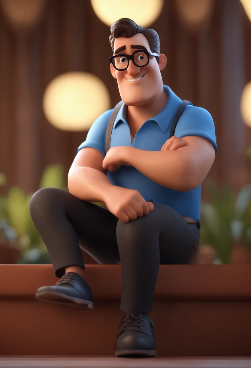 Cartoon character of a man with black glasses and a blue shirt, animation character, Caractere estilizado, animation style rendering, 3D estilizado, Arnold Maya render, 3 d render stylized, toon render keyshot, Personagem 3D, Personagem 3D, 3d rendering stylized, 3 d character render, personagem de desenho animado, Personagem de close up, Pose de personagem, (Estilo Pixar) (master part:1.2) (Bokeh) (best quality) (pele detalhada) (textura detalhada) (8k) (argila) (Cinematic lighting) (foco nítido