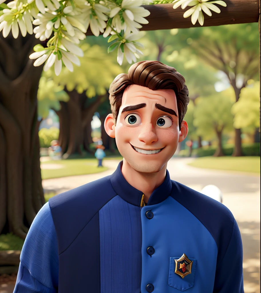 tmasterpiece，a melhor qualidade，Um homem com olhos，head shoot，estilo disney，Standing in the park，Muitos detalhes no rosto