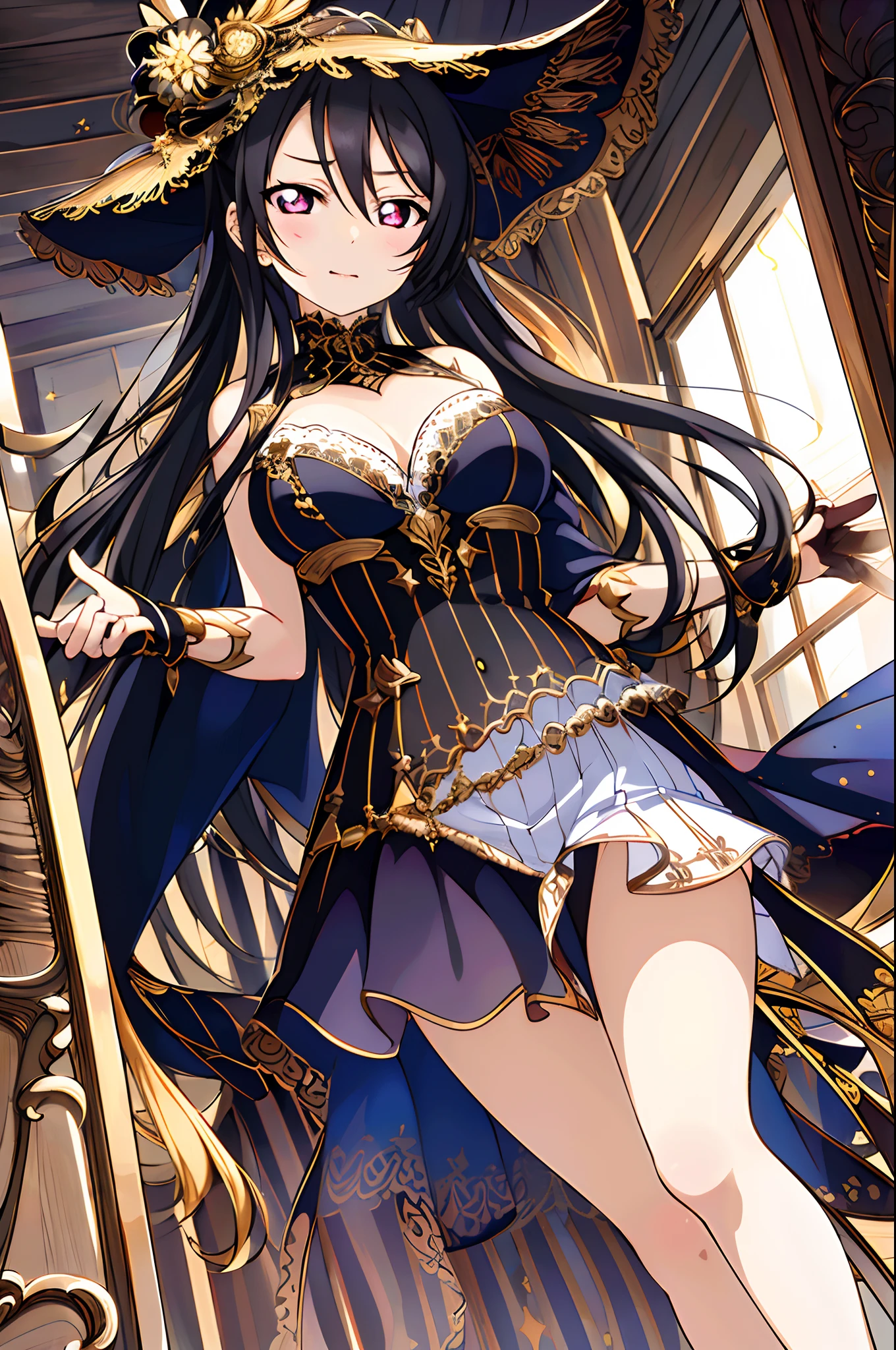 masterpiece, best quality, masterpiece, (1girl), (LLChar), evil witch, dark energy, void, empty eyes, (extremely evil), dark magic, dark forest, negaive energy, hell, void, stars, black hair,
