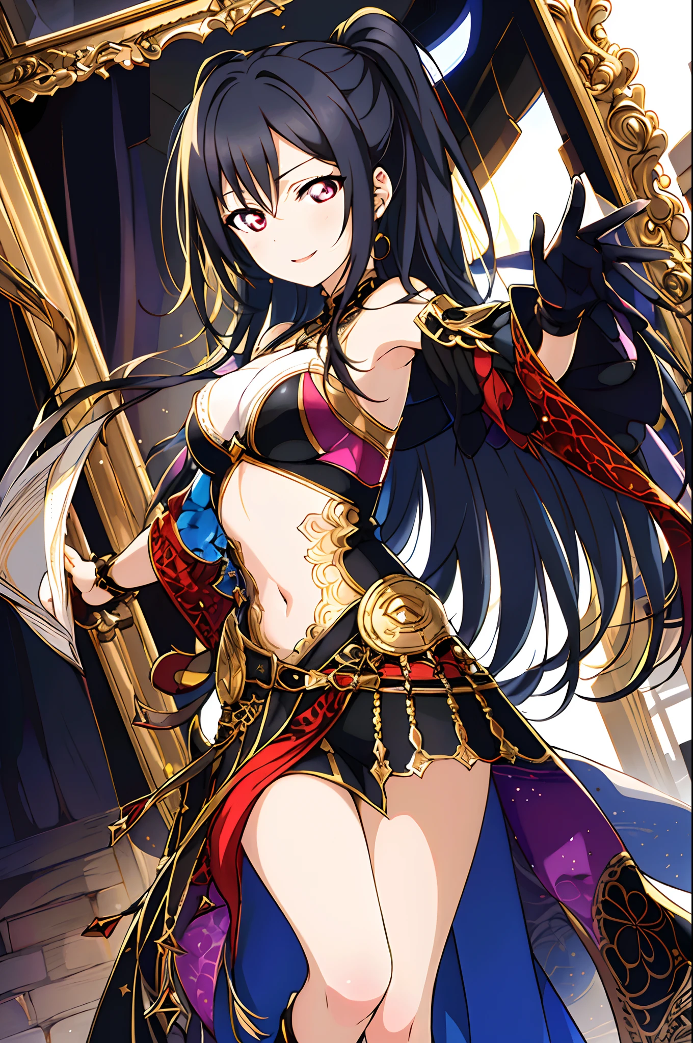 masterpiece, best quality, masterpiece, (1girl), (LLChar), evil witch, dark energy, void, empty eyes, (extremely evil), dark magic, dark forest, negaive energy, hell, void, stars, black hair,