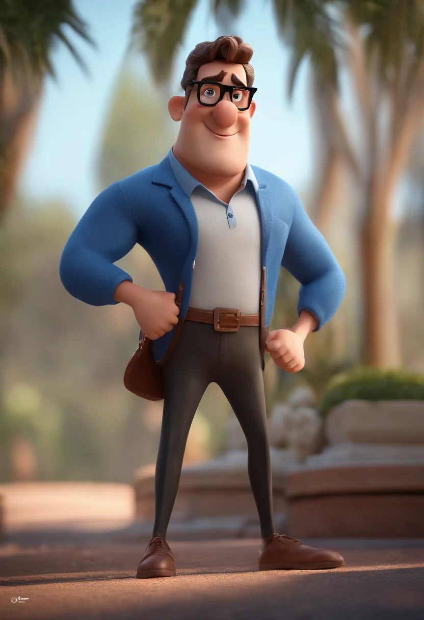Cartoon character of a man with black glasses and a blue shirt, animation character, Caractere estilizado, animation style rendering, 3D estilizado, Arnold Maya render, 3 d render stylized, toon render keyshot, Personagem 3D, Personagem 3D, 3d rendering stylized, 3 d character render, personagem de desenho animado, Personagem de close up, Pose de personagem, (Estilo Pixar) (master part:1.2) (Bokeh) (best quality) (pele detalhada) (textura detalhada) (8k) (argila) (Cinematic lighting) (foco nítido