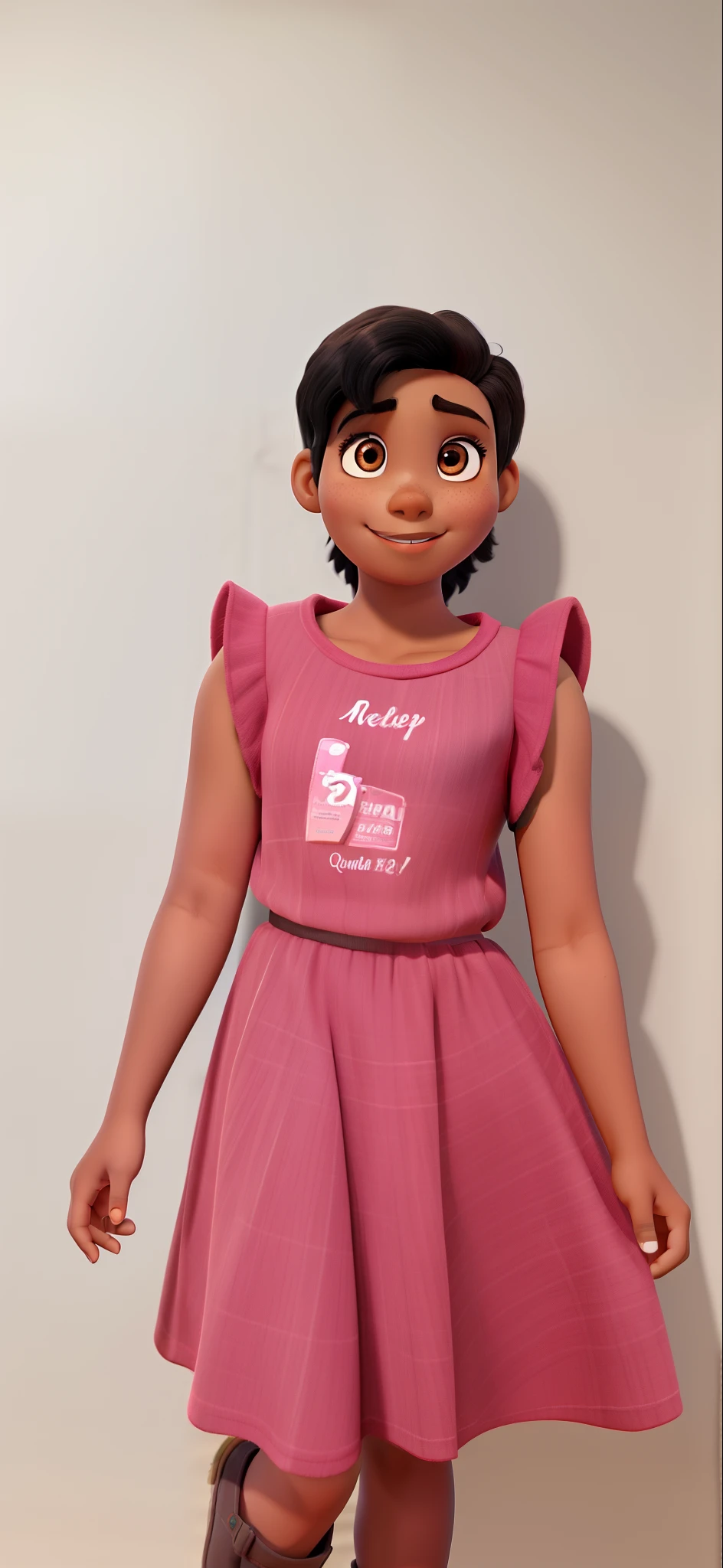 Brown colored with black hair disney pixar style, alta qualidade, melhor qualidade