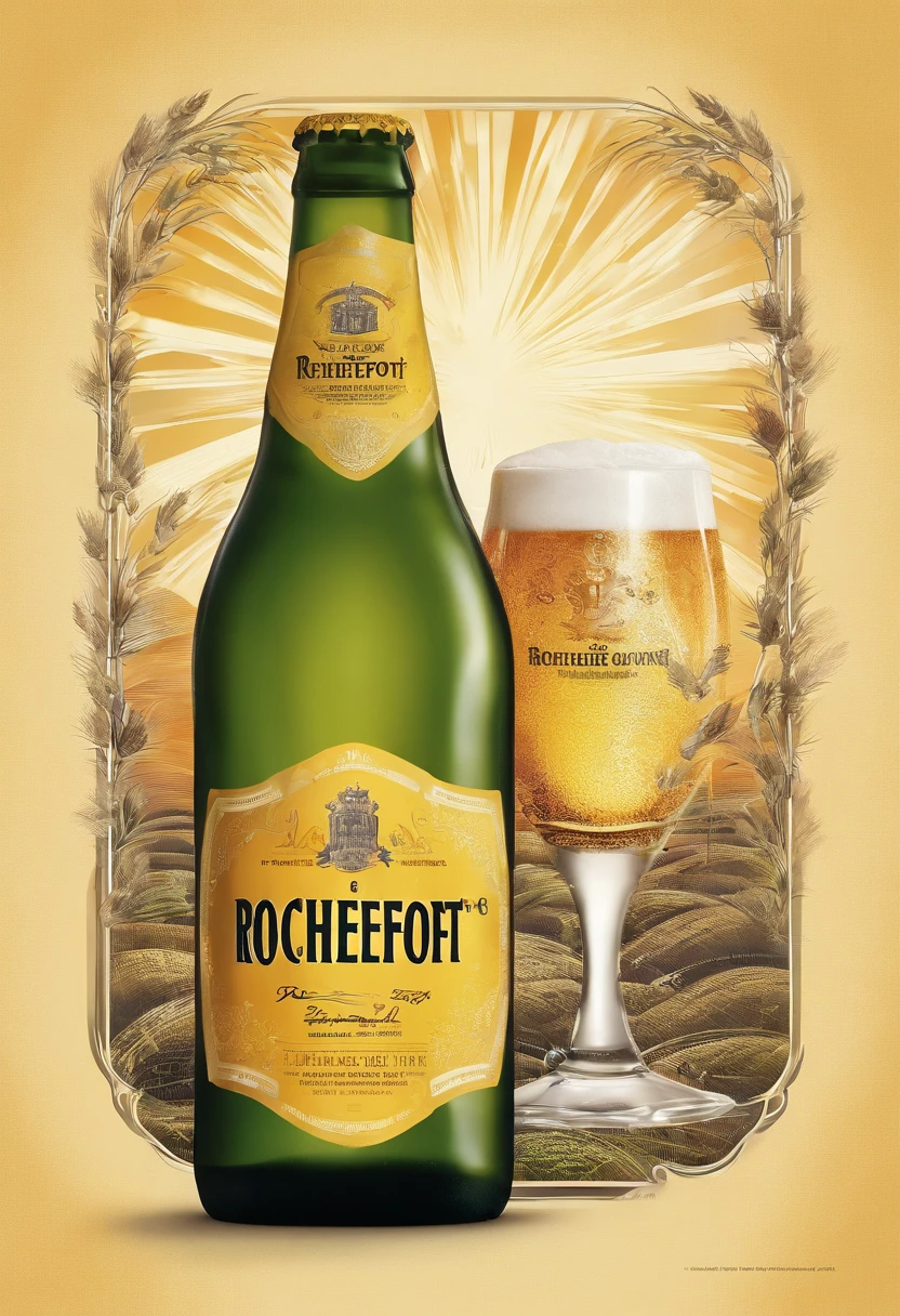 Advertisement for Rochefort No. 6 beer,wheat,rays of sunshine,vellum